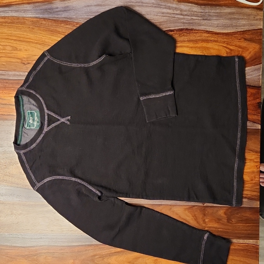 Bass, Ladies Thermal Shirt, Henley Style, Black, S/P, Great Shirt